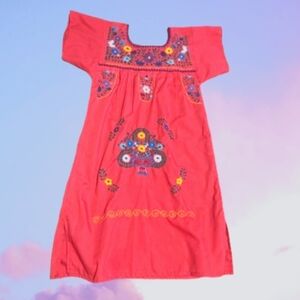 Handmade in Mexico Embroidered Pink Dress Girl's 8